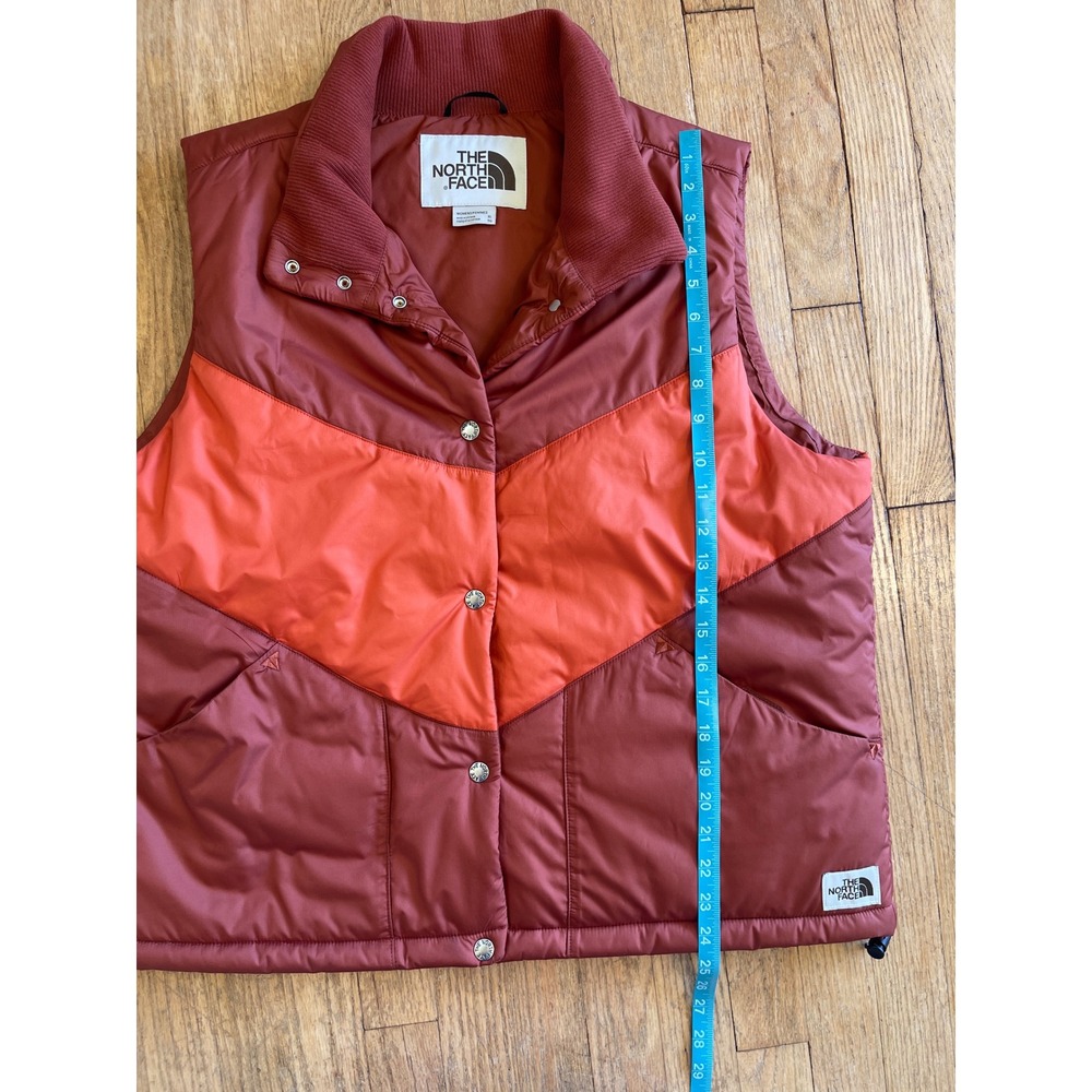 The North Face‎ Womens Sylvester Chevron Puffer Vest XL Burgundy Orange Gorpcore - Picture 5 of 9